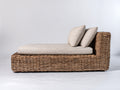 Lettino prendisole - Rattan sintetico-Tessuto - 200 x 73 x 70 cm - Marrone naturale-Beige - Stile naturale