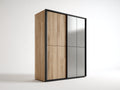 Armadio - Legno ingegnerizzato-Vetro - 190x61x210 cm - Marrone chiaro-Nero - Stile moderno