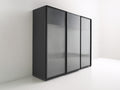 Armadio - Legno ingegnerizzato-Vetro - 212x61x206 cm - Nero - Stile minimalista