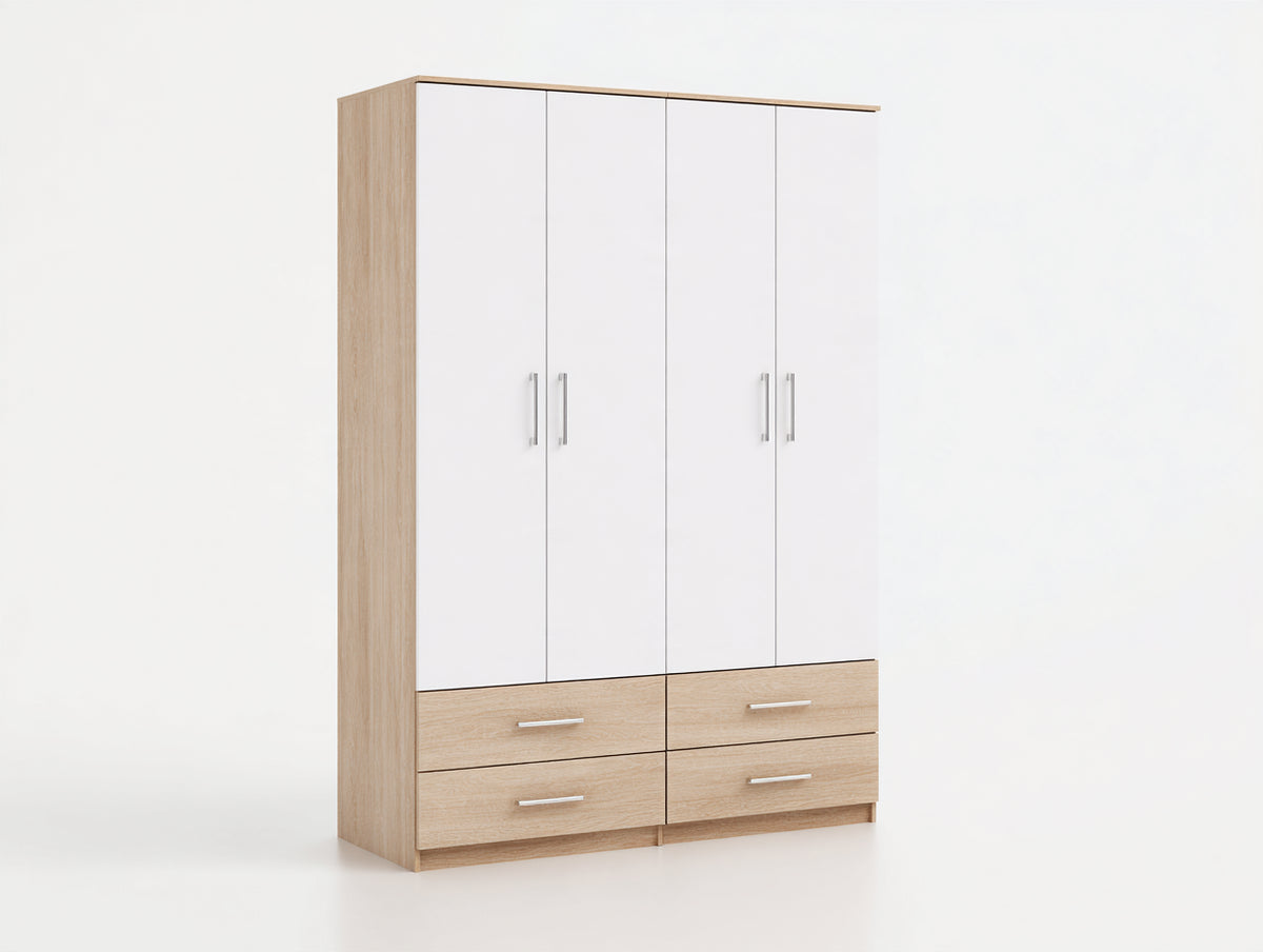 Armadio - Legno ingegnerizzato - 168x59x205 cm - Bianco-Marrone chiaro - Stile contemporaneo