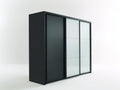 Armadio - Legno ingegnerizzato-Vetro - 220x62x215 cm - Nero - Stile minimalista