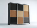 Armadio - Legno ingegnerizzato - 205x61x210 cm - Nero-Marrone chiaro - Stile contemporaneo