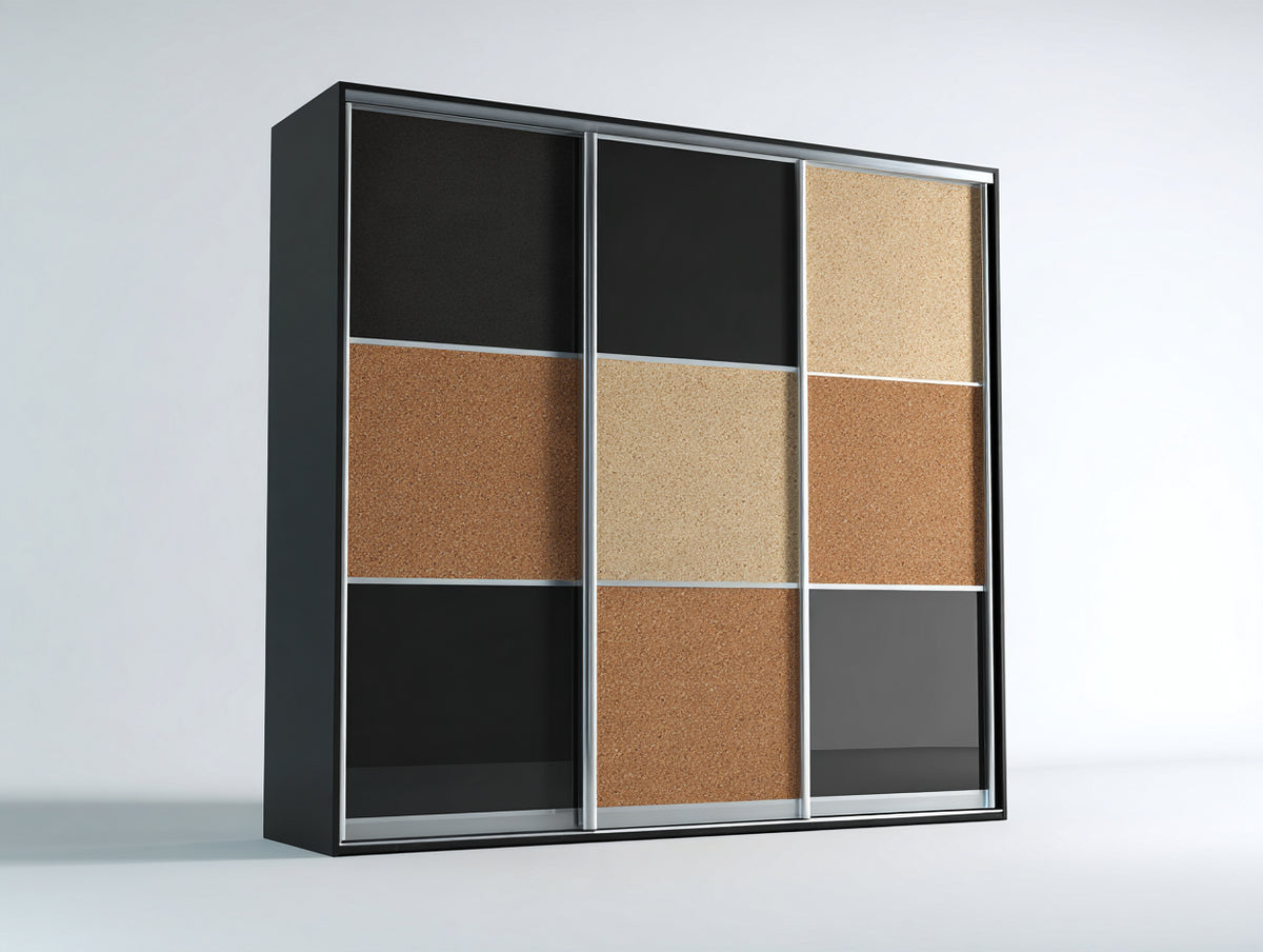 Armadio - Legno ingegnerizzato - 205x61x210 cm - Nero-Marrone chiaro - Stile contemporaneo
