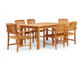 Set da pranzo da esterno - Legno massello - 180 x 90 x 76 cm - Marrone chiaro - Stile rustico