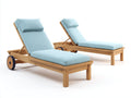 Lettino prendisole - Legno-Tessuto - 198 x 68 x 88 cm - Legno naturale-Azzurro chiaro - Stile moderno