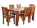 Set da pranzo da esterno - Legno massello - 160 x 90 x 76 cm - Marrone - Stile rustico