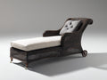 Lettino prendisole - Rattan sintetico-Tessuto - 202 x 76 x 92 cm - Marrone scuro-Beige - Stile classico