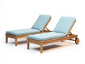 Lettino prendisole - Legno-Tessuto - 194 x 66 x 86 cm - Legno naturale-Azzurro chiaro - Stile contemporaneo
