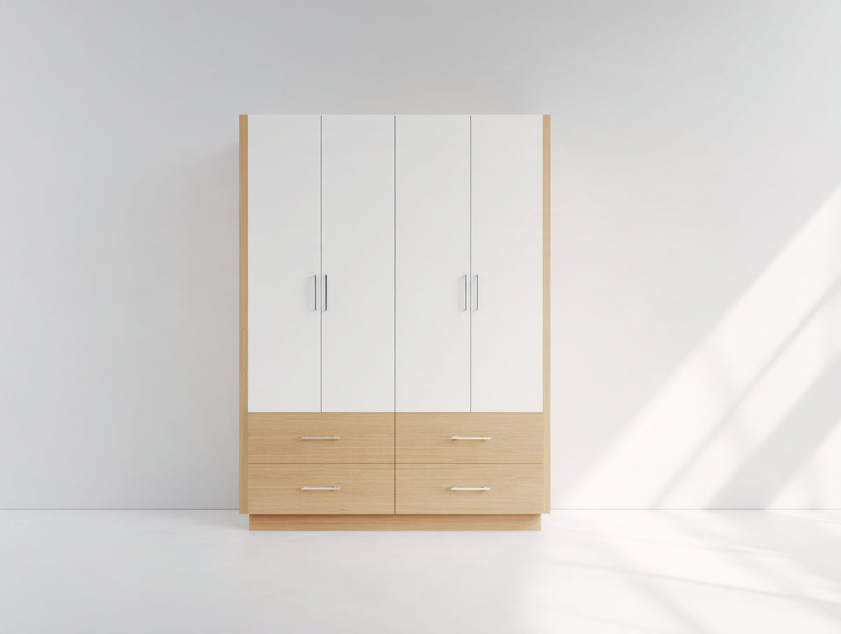 Armadio - Legno ingegnerizzato - 156x58x204 cm - Bianco-Marrone chiaro - Stile moderno