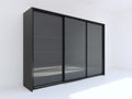Armadio - Legno ingegnerizzato-Vetro - 215x60x205 cm - Nero - Stile contemporaneo