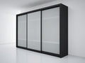 Armadio - Legno ingegnerizzato-Vetro - 218x62x210 cm - Nero - Stile minimalista