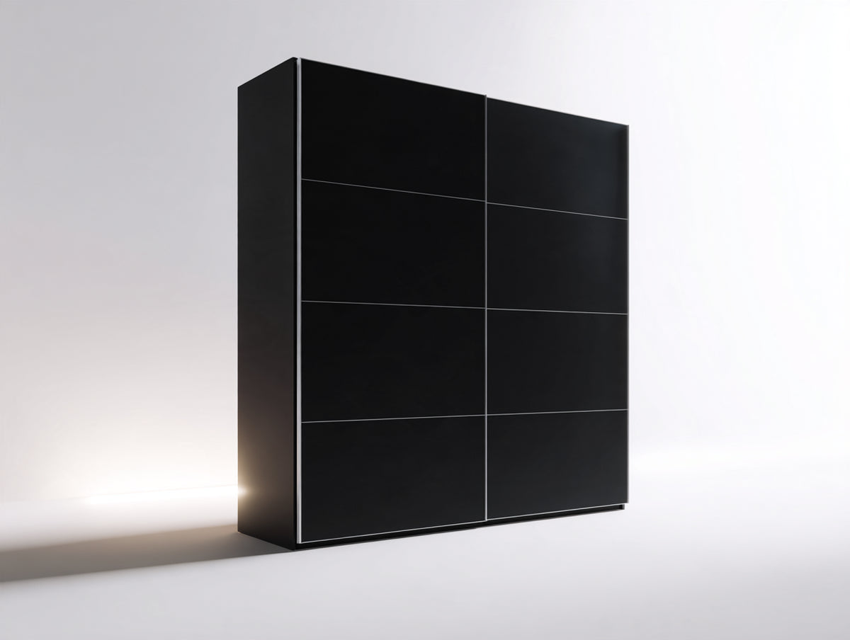 Armadio - Legno ingegnerizzato - 176x57x210 cm - Nero - Stile minimalista