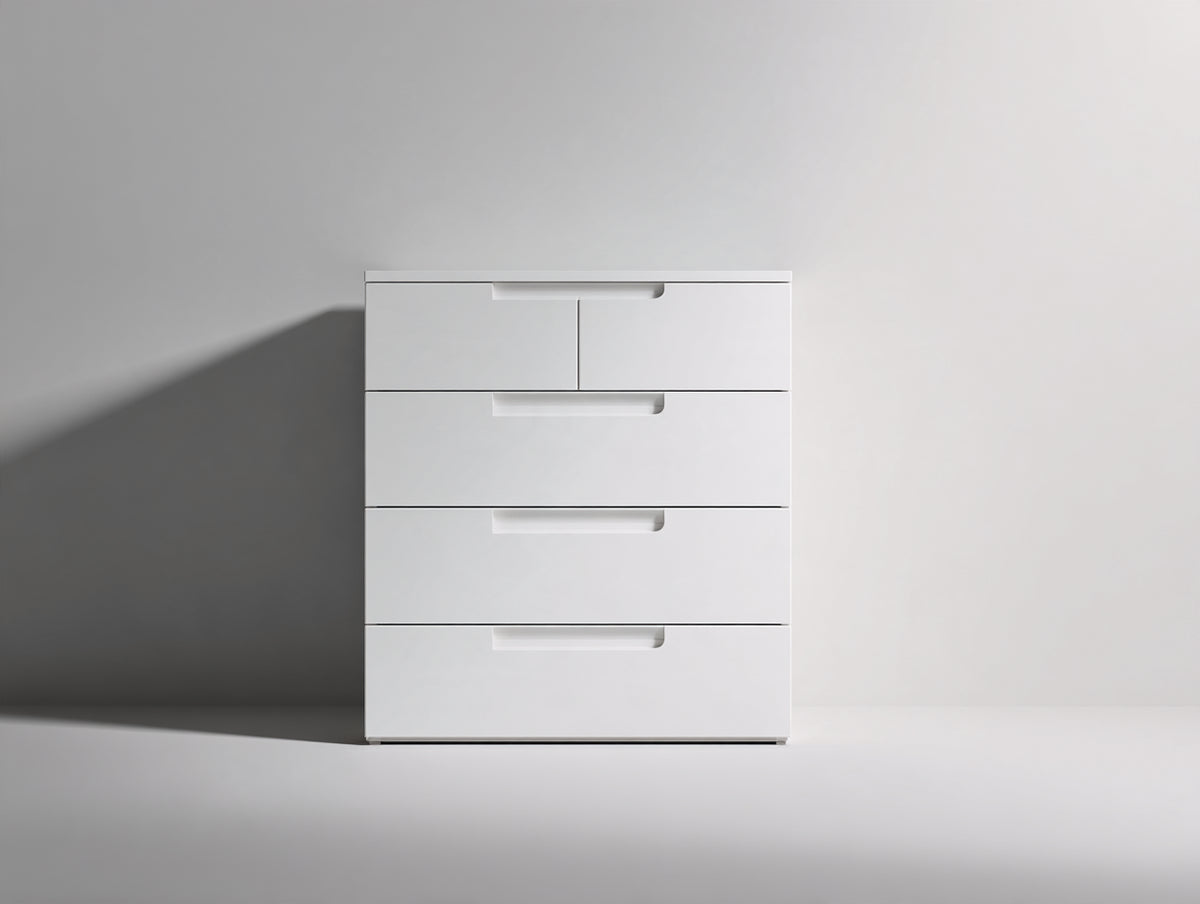 Comodino - Legno ingegnerizzato - 74x42x80 cm - Bianco - Stile contemporaneo